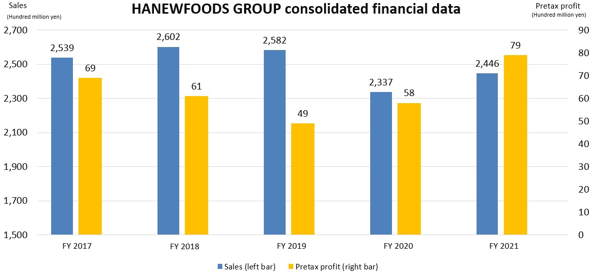 HANEWFOODS GROUP consolidated financial data